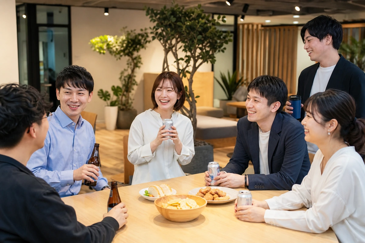 社内イベントで交流する様子