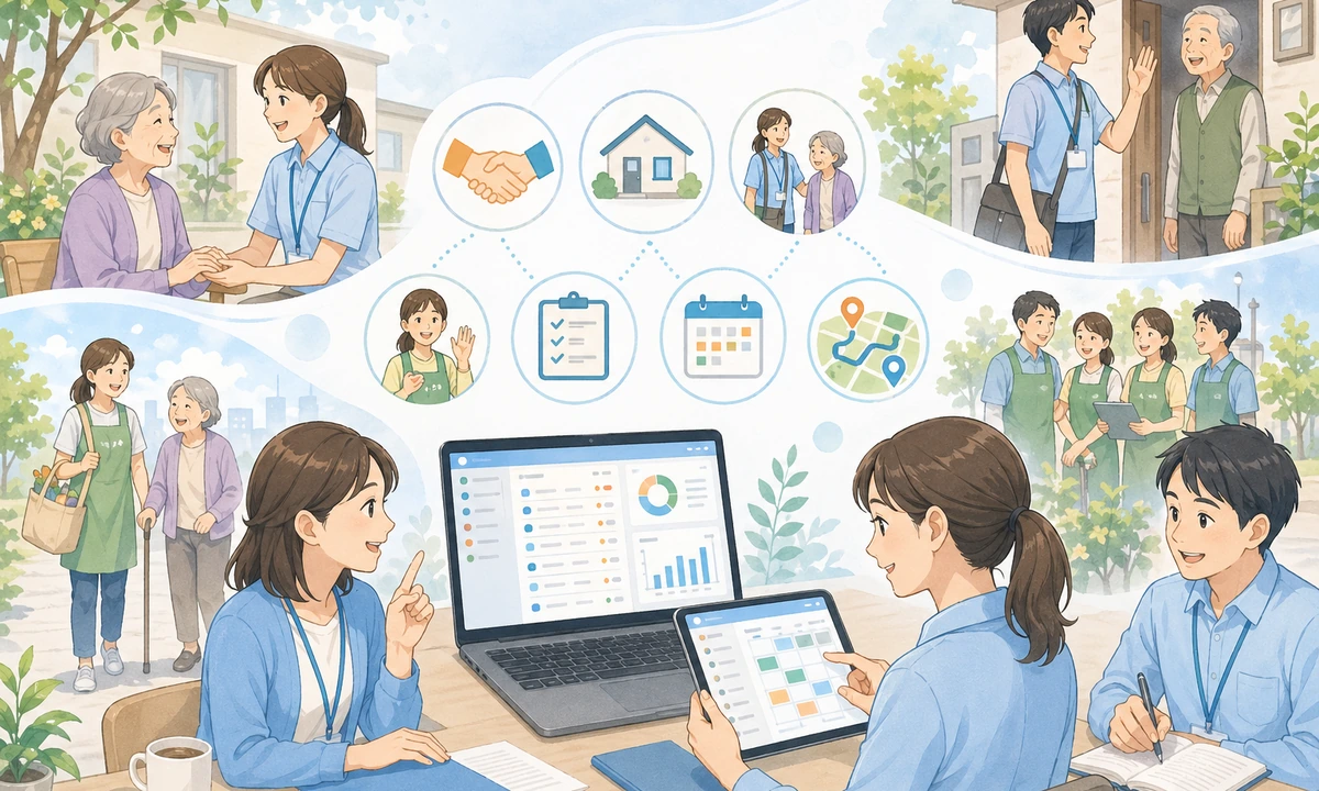 HAPPYで社協の実施事業を管理するイメージ